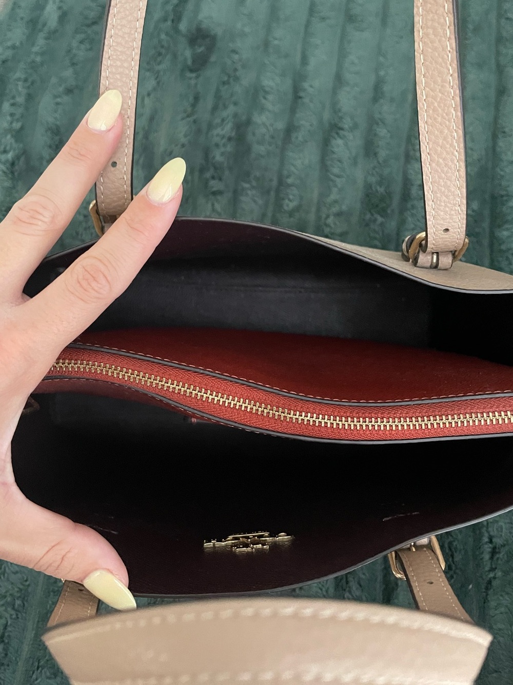 Coach Mollie 25 in Pebbled Leather Taupe - Picture 6 of 9